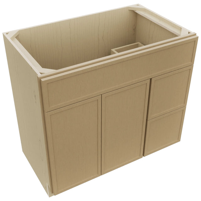 Fabuwood Luna Natural Oak VSD36DR Vanity Combo Cabinet, Top View