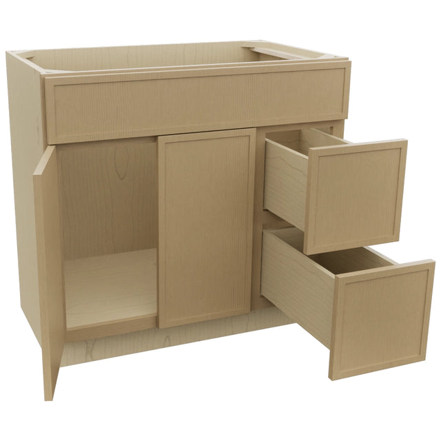 Fabuwood Luna Natural Oak VSD36DR Vanity Combo Cabinet, Open View