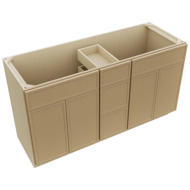 Fabuwood Luna Natural Oak VSD60DOUBLE Vanity Combo Cabinet, Top View