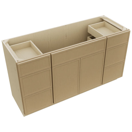 Fabuwood Luna Natural Oak VSD60SINGLE Vanity Combo Cabinet, Top View