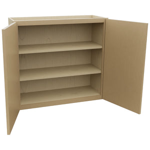 Fabuwood Luna Natural Oak W3330 Wall Standard Cabinet, Open View