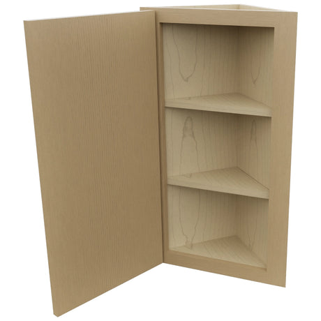Fabuwood Luna Natural Oak WAE1230 Wall Angle End Cabinet, Open View
