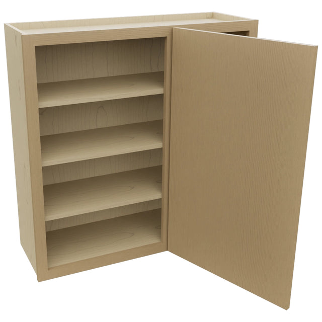 Fabuwood Luna Natural Oak WBC3636 Wall Corner Blind Cabinet, Open View