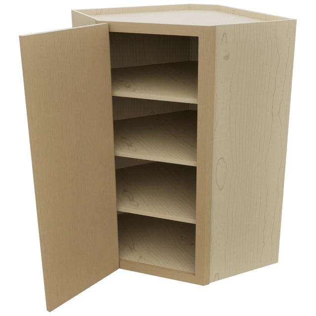 Fabuwood Luna Natural Oak WDC2742 Wall Corner Diagonal Cabinet, Open View