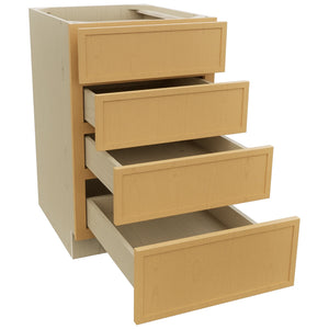 Fabuwood Luna Timber DB21-4 Base 4 Drawers Cabinet, Open View