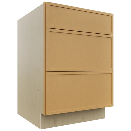 Fabuwood Luna Timber DB24 Base 3 Drawers Cabinet, Front View