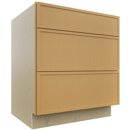 Fabuwood Luna Timber DB30 Base 3 Drawers Cabinet, Front View