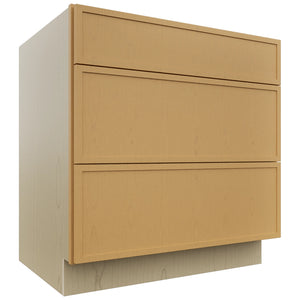 Fabuwood Luna Timber DB33 Base 3 Drawers Cabinet, Front View