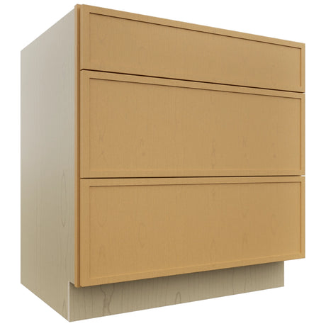 Fabuwood Luna Timber DB33 Base 3 Drawers Cabinet, Front View
