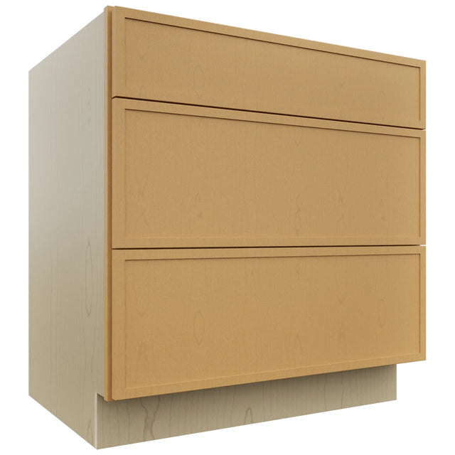 Fabuwood Luna Timber DB33 Base 3 Drawers Cabinet, Front View