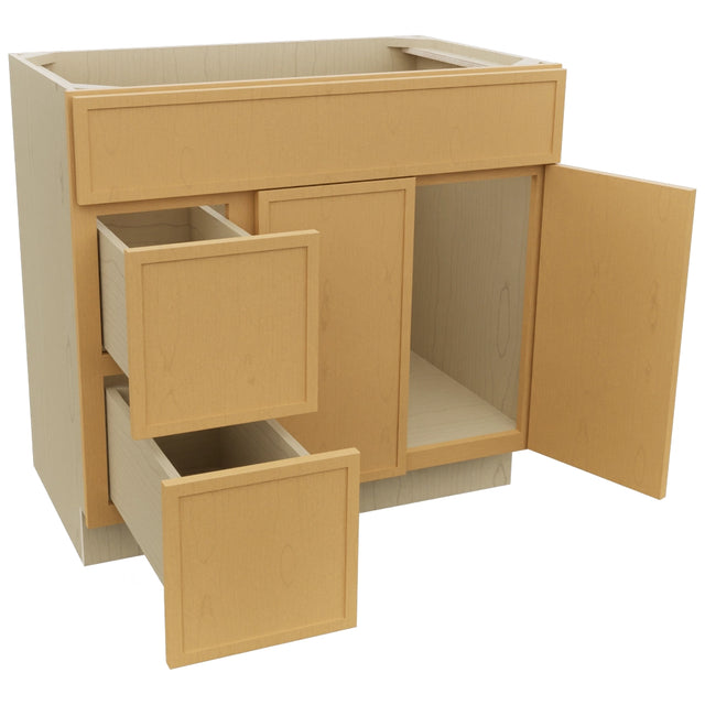 Fabuwood Luna Timber VSD42 Vanity Combo Cabinet, Open View