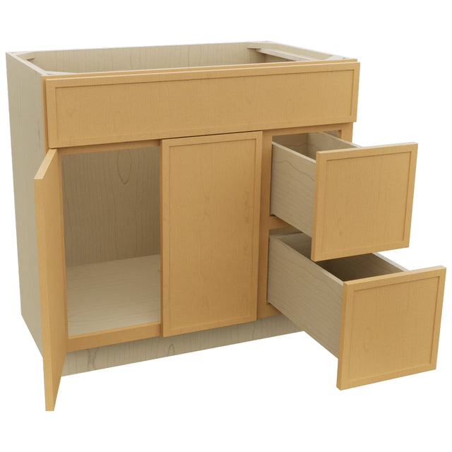 Fabuwood Luna Timber VSD48 Vanity Combo Cabinet, Open View