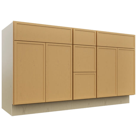Fabuwood Luna Timber VSD60DOUBLE Vanity Combo Cabinet, Front View