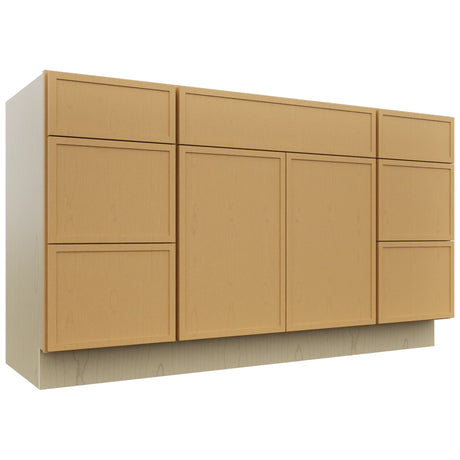 Fabuwood Luna Timber VSD60SINGLE Vanity Combo Cabinet, Front View