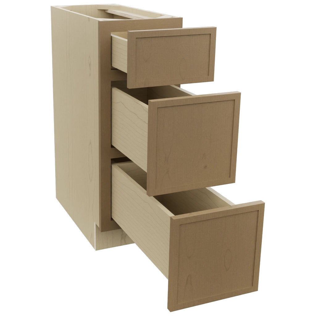 Fabuwood Luna Truffle DB12 Base 3 Drawers Cabinet, Open View