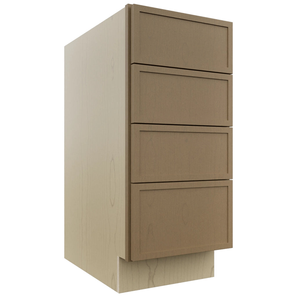 Fabuwood Luna Truffle DB15-4 Base 4 Drawers Cabinet, Front View