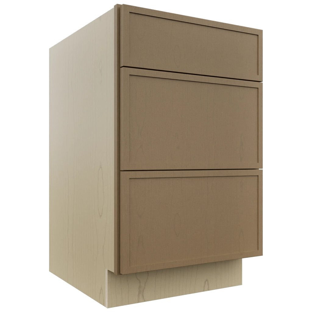 Fabuwood Luna Truffle DB21 Base 3 Drawers Cabinet, Front View