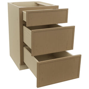 Fabuwood Luna Truffle DB21 Base 3 Drawers Cabinet, Open View
