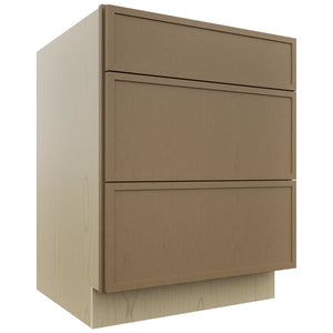 Fabuwood Luna Truffle DB27 Base 3 Drawers Cabinet, Front View
