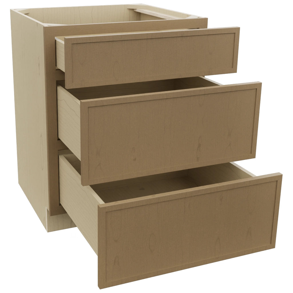 Fabuwood Luna Truffle DB27 Base 3 Drawers Cabinet, Open View
