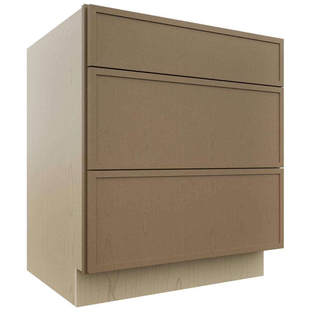 Fabuwood Luna Truffle DB30 Base 3 Drawers Cabinet, Front View