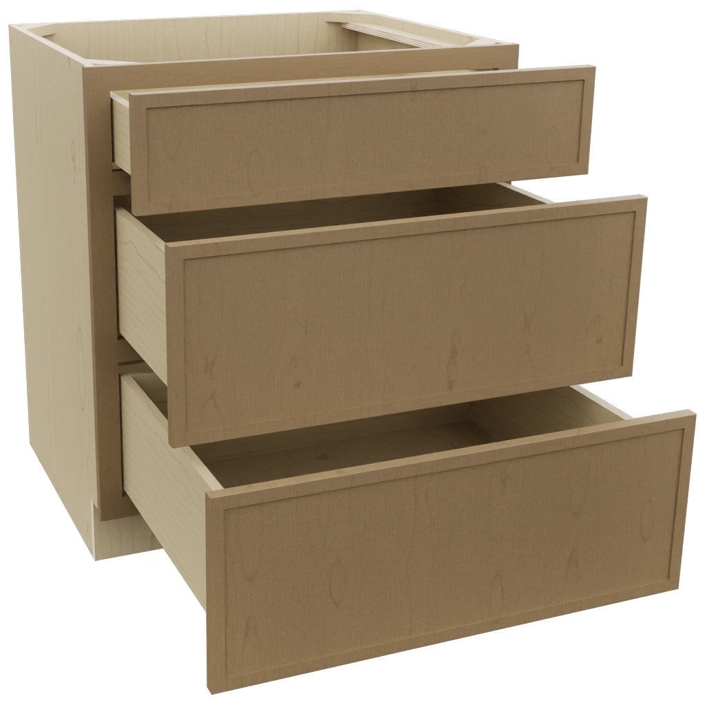 Fabuwood Luna Truffle DB30 Base 3 Drawers Cabinet, Open View