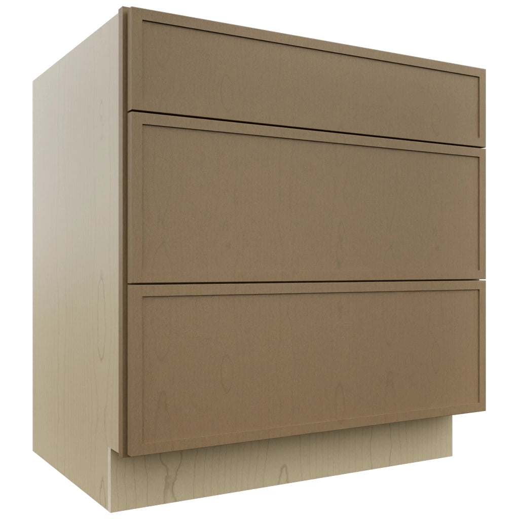 Fabuwood Luna Truffle DB33 Base 3 Drawers Cabinet, Front View