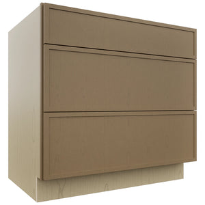 Fabuwood Luna Truffle DB36 Base 3 Drawers Cabinet, Front View