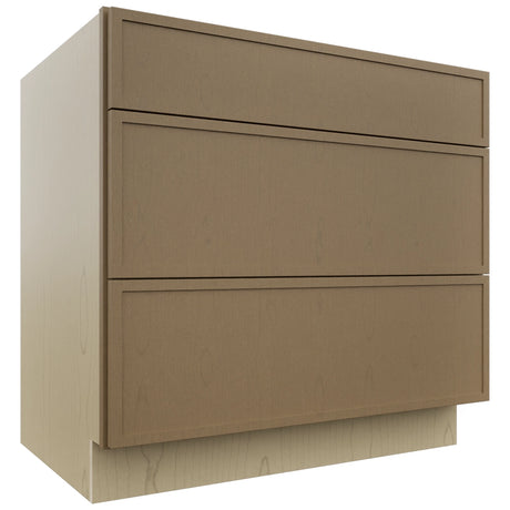 Fabuwood Luna Truffle DB36 Base 3 Drawers Cabinet, Front View