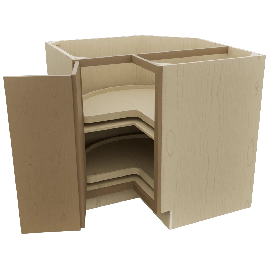 Fabuwood Luna Truffle LSB36 Base Corner Lazy Susan Cabinet, Open View