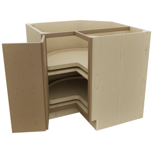 Fabuwood Luna Truffle LSB36 Base Corner Lazy Susan Cabinet, Open View