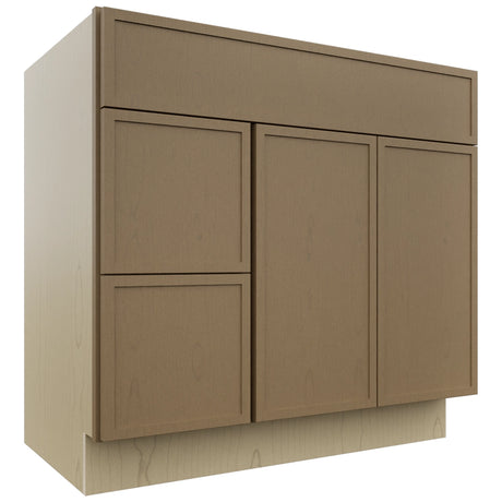 Fabuwood Luna Truffle VSD42 Vanity Combo Cabinet, Front View