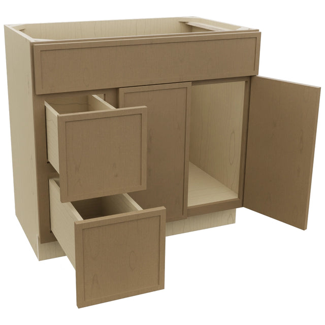 Fabuwood Luna Truffle VSD42 Vanity Combo Cabinet, Open View