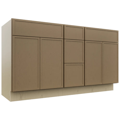 Fabuwood Luna Truffle VSD60DOUBLE Vanity Combo Cabinet, Front View