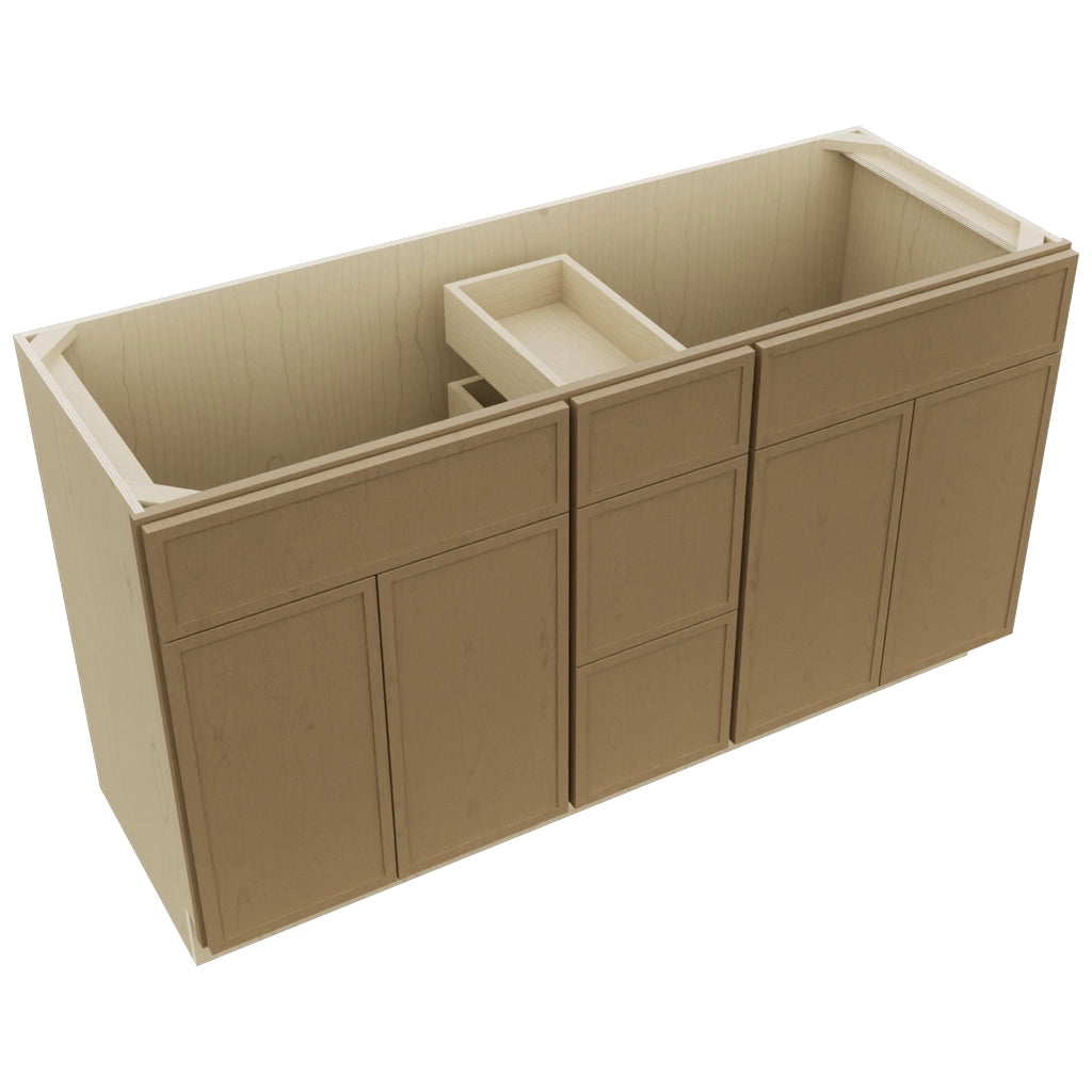 Fabuwood Luna Truffle VSD60DOUBLE Vanity Combo Cabinet, Top View