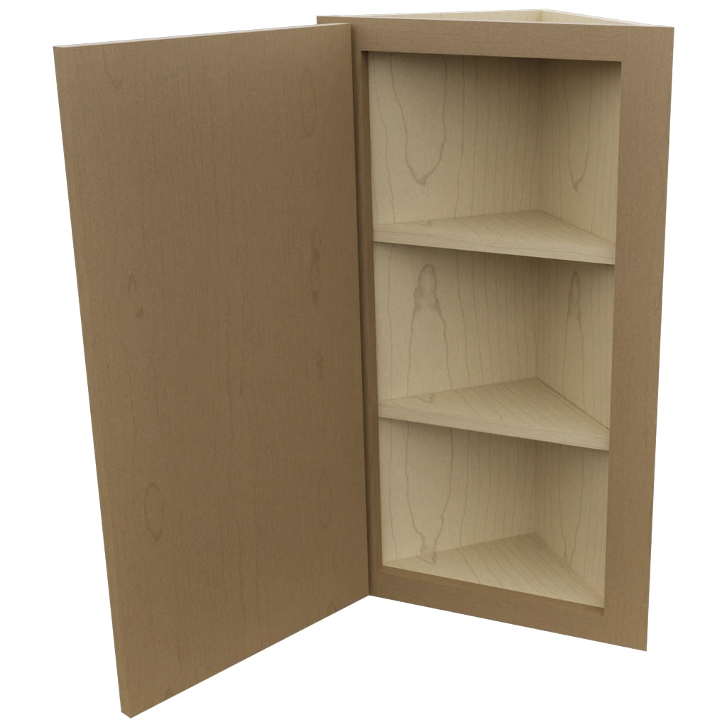 Fabuwood Luna Truffle WAE1230 Wall Angle End Cabinet, Open View