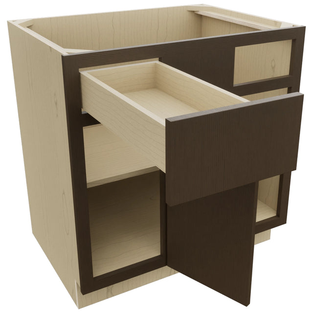 Fabuwood Luxe Canyon Oak BLB39/42 Base Corner Blind Cabinet, Open View