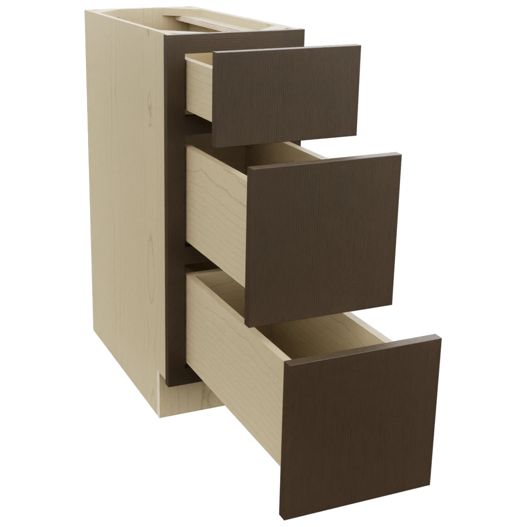 Fabuwood Luxe Canyon Oak DB12 Base 3 Drawers Cabinet, Open View