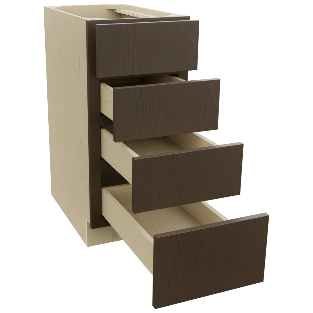 Fabuwood Luxe Canyon Oak DB15-4 Base 4 Drawers Cabinet, Open View