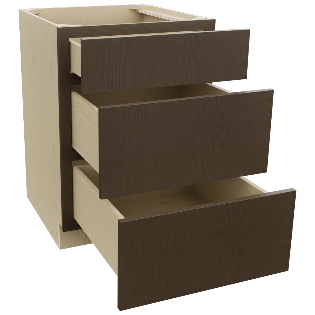 Fabuwood Luxe Canyon Oak DB24 Base 3 Drawers Cabinet, Open View