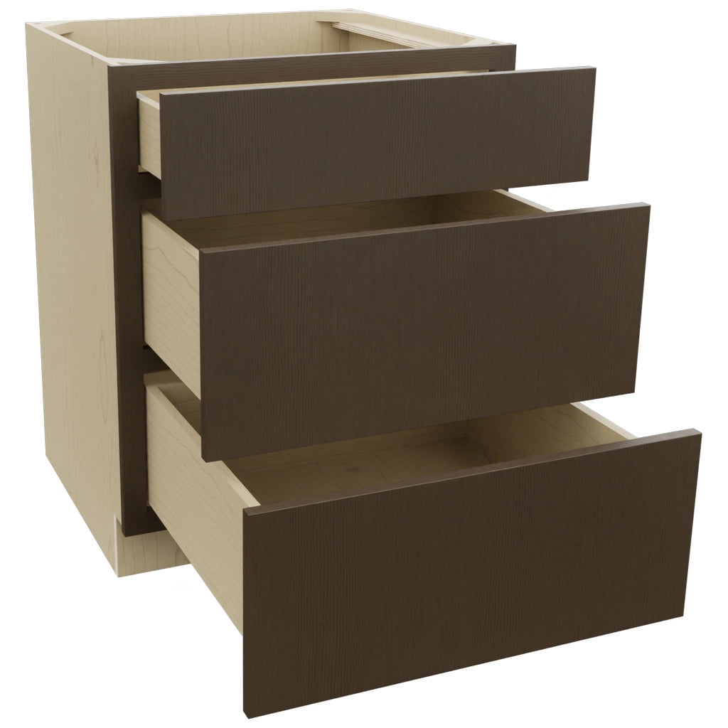 Fabuwood Luxe Canyon Oak DB27 Base 3 Drawers Cabinet, Open View