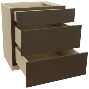 Fabuwood Luxe Canyon Oak DB30 Base 3 Drawers Cabinet, Open View