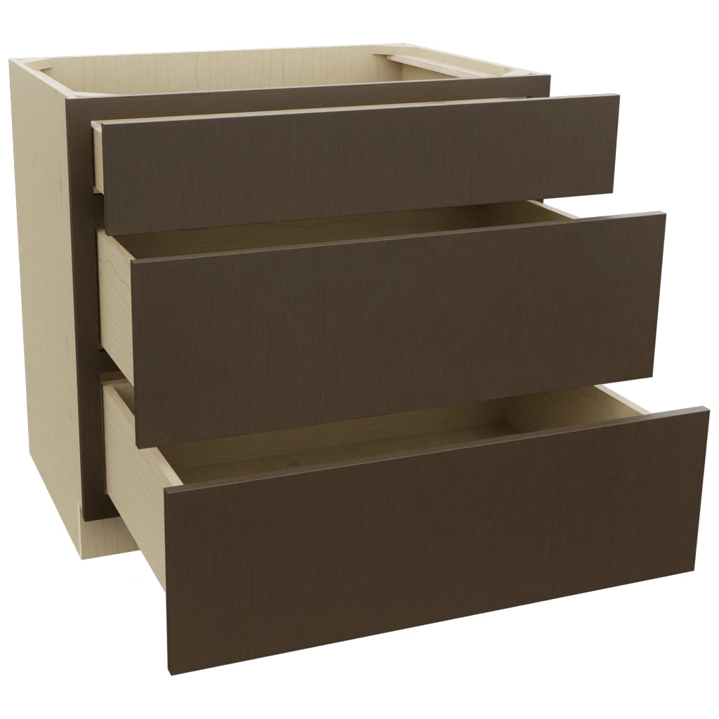 Fabuwood Luxe Canyon Oak DB36 Base 3 Drawers Cabinet, Open View