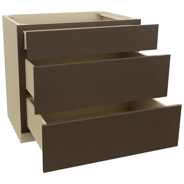 Fabuwood Luxe Canyon Oak DB36 Base 3 Drawers Cabinet, Open View