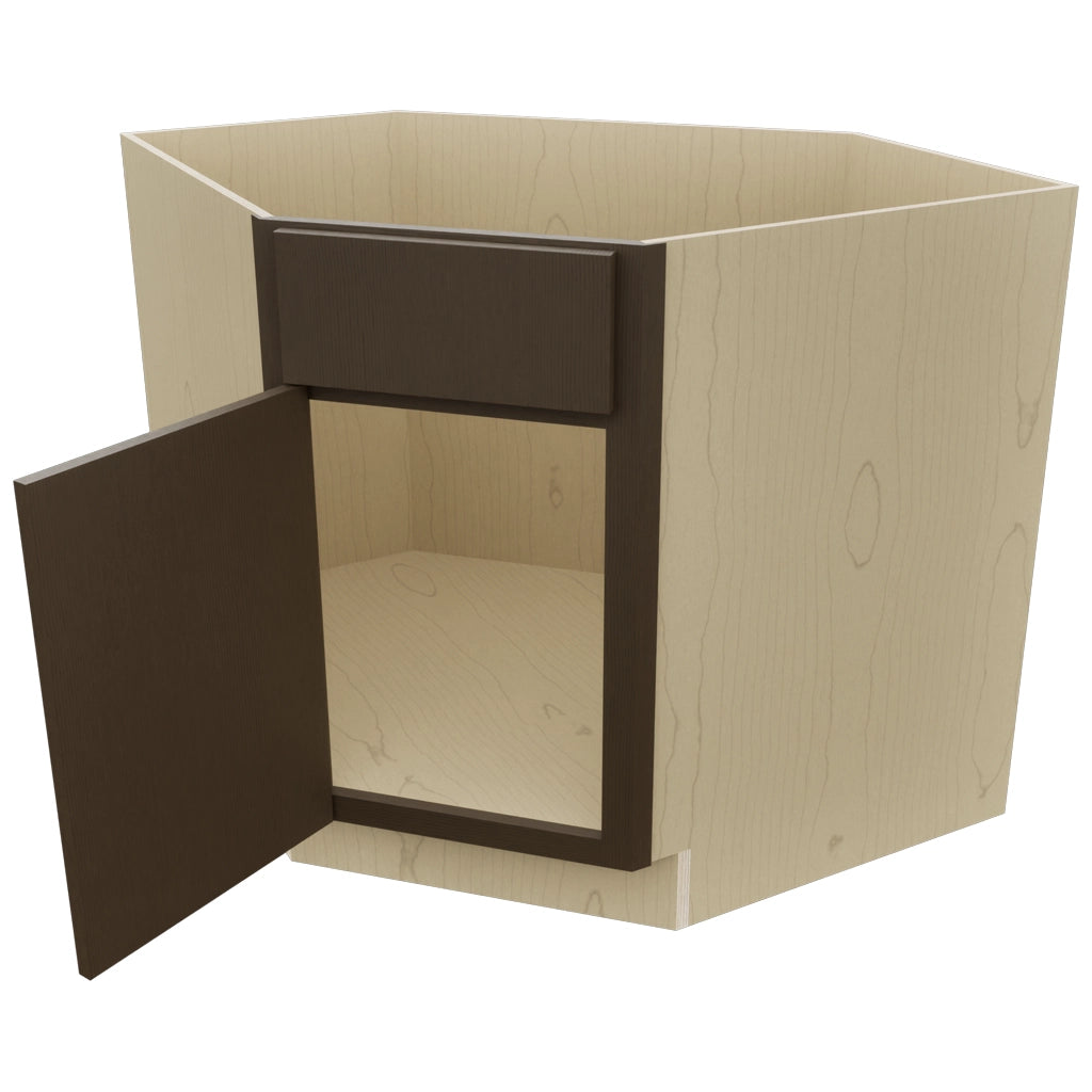 Fabuwood Luxe Canyon Oak DSB36 Base Corner Diagonal Sink Cabinet, Open View
