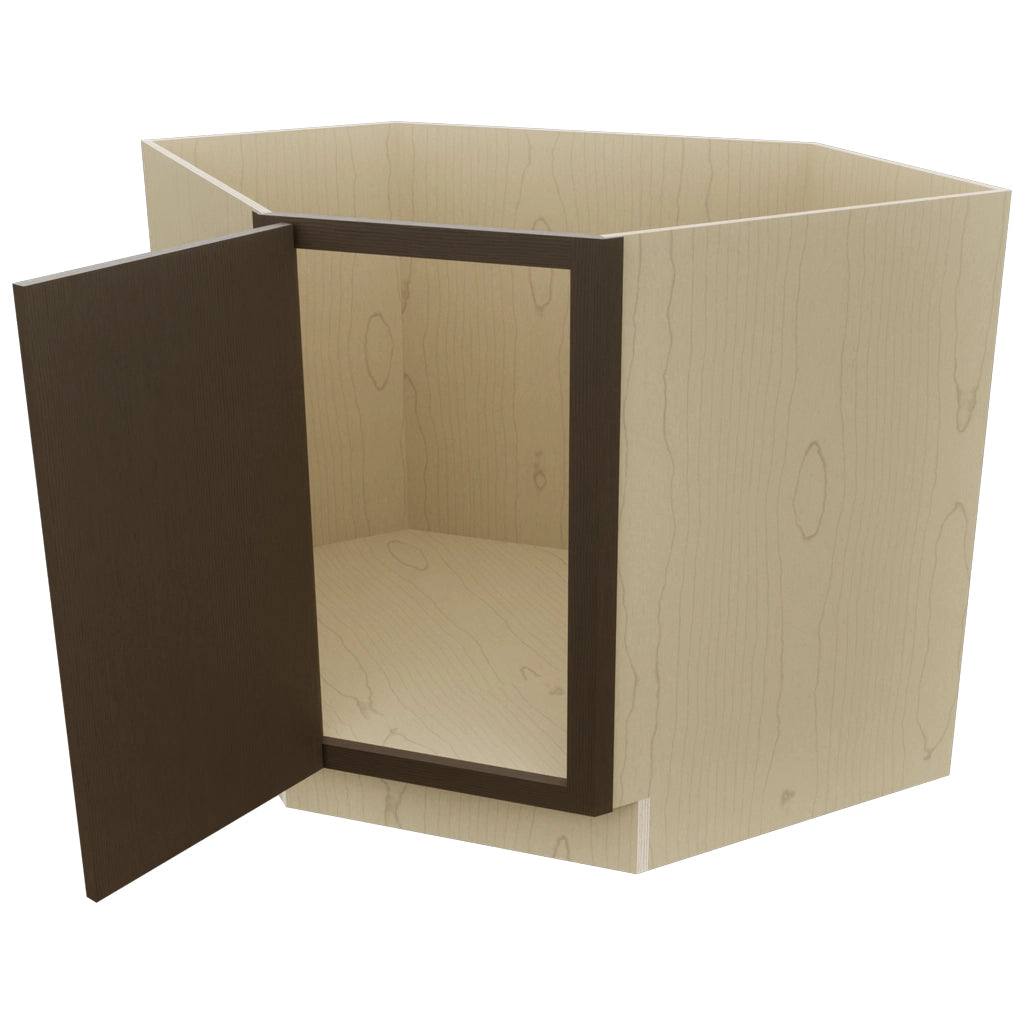 Fabuwood Luxe Canyon Oak DSB36FD Base Corner Diagonal Sink Cabinet, Open View