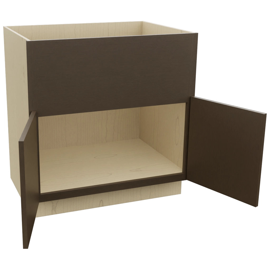Fabuwood Luxe Canyon Oak FS33 Base Farm Sink Cabinet, Open View