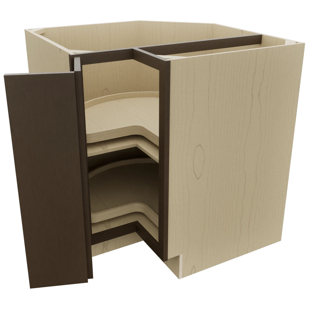 Fabuwood Luxe Canyon Oak LSB33 Base Corner Lazy Susan Cabinet, Open View