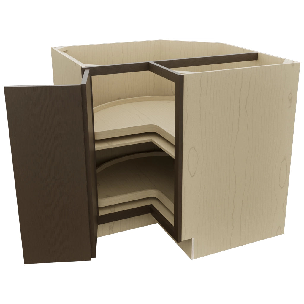 Fabuwood Luxe Canyon Oak LSB36 Base Corner Lazy Susan Cabinet, Open View