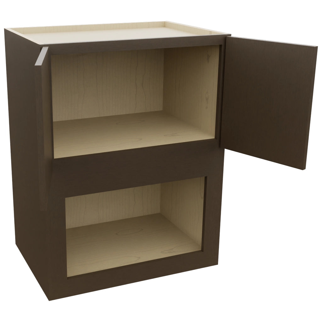 Fabuwood Luxe Canyon Oak MC303921 Wall Microwave Cabinet, Open View